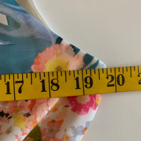 ELIZA J Dress 12 Midi Halter Floral Keyhole Button Neck Closure Ruffle Hem Lined - Picture 15 of 16